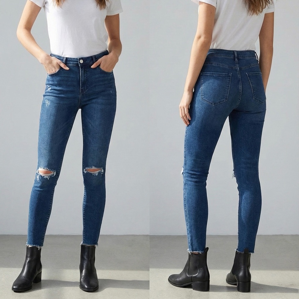 Zara High Rise Blue Denim Jeans